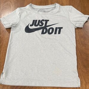 Nike Light Gray Short-Sleeve Tee with Black 'Just Do It' Logo